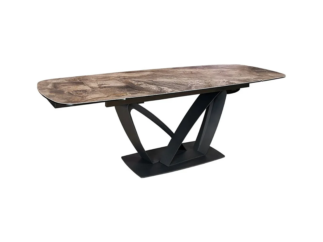 Table de salle à manger AZURA – Extensible 180 à 260 cm – Effet marbre taupe – Design contemporain