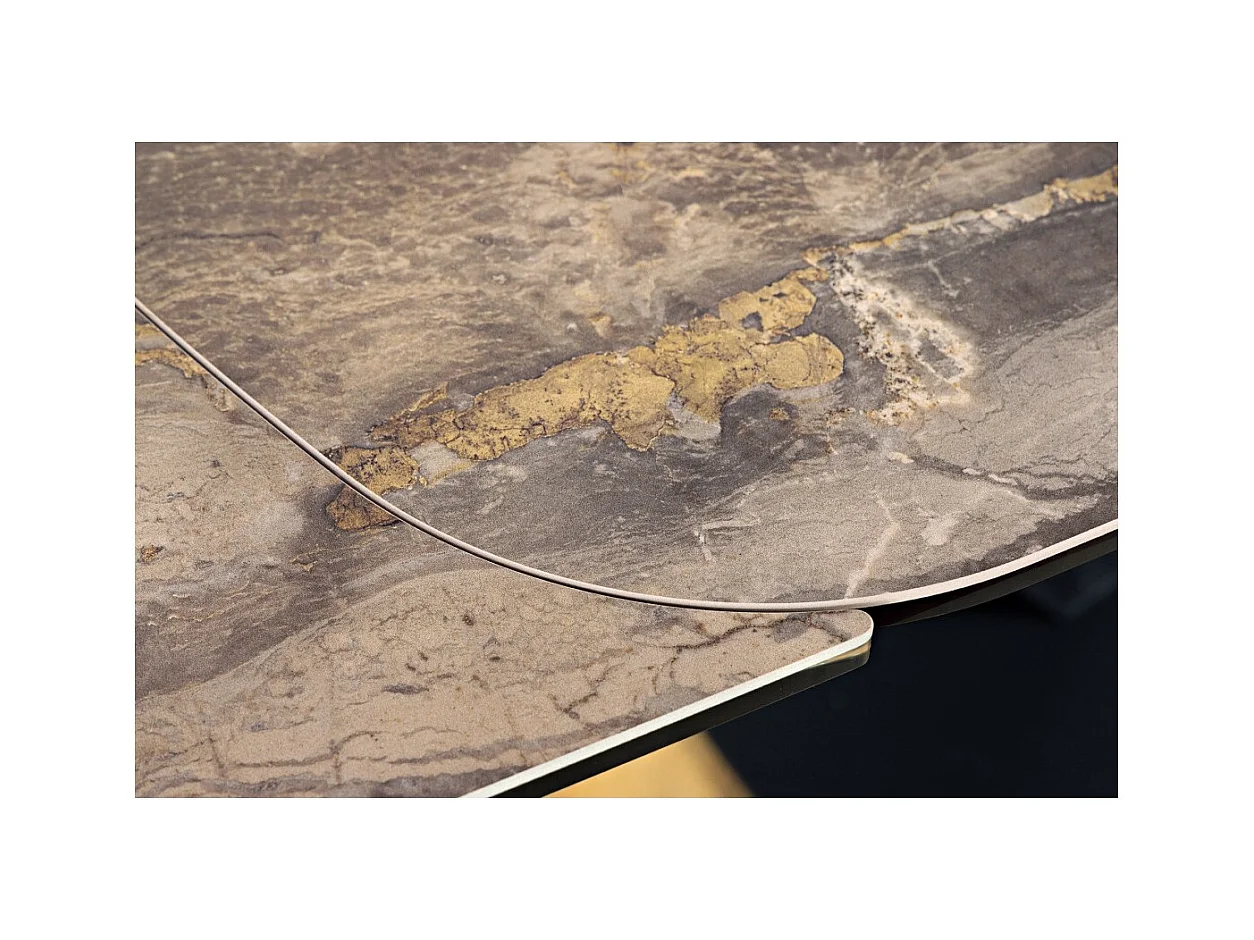 Table de salle à manger AZURA – Extensible 180 à 260 cm – Effet marbre taupe – Design contemporain