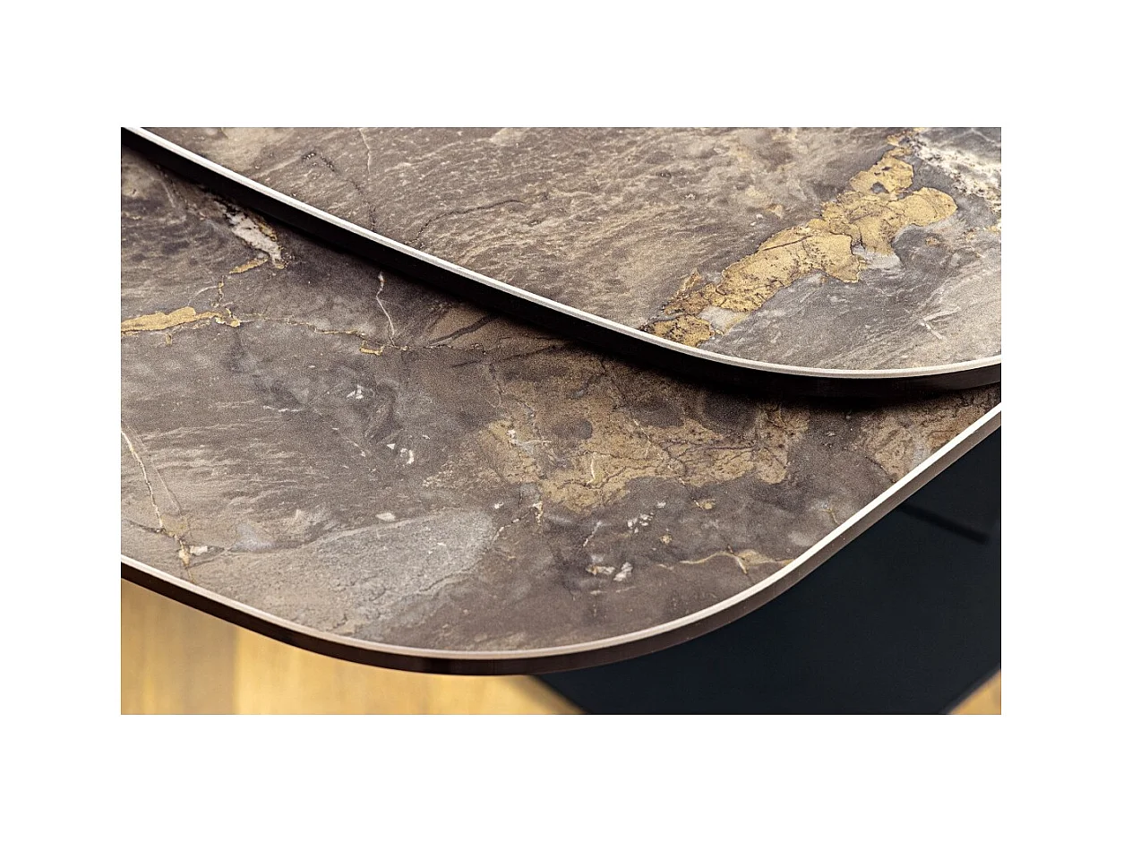 Table de salle à manger AZURA – Extensible 180 à 260 cm – Effet marbre taupe – Design contemporain