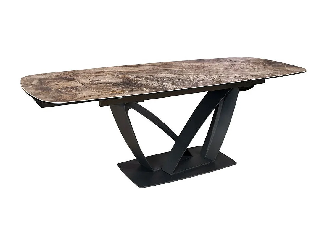 Table de salle à manger AZURA – Extensible 180 à 260 cm – Effet marbre taupe – Design contemporain