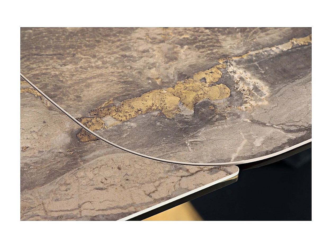 Table de salle à manger AZURA – Extensible 180 à 260 cm – Effet marbre taupe – Design contemporain
