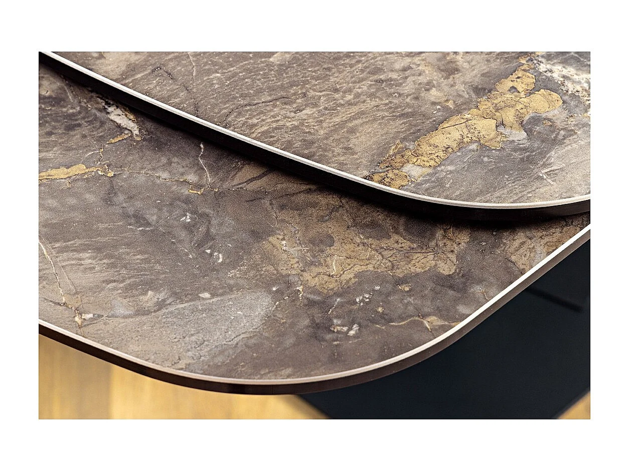 Table de salle à manger AZURA – Extensible 180 à 260 cm – Effet marbre taupe – Design contemporain