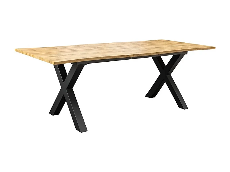 Table de salle à manger RIVET extensible jusqu'à 220 cm – Bois et métal noir – Style industriel