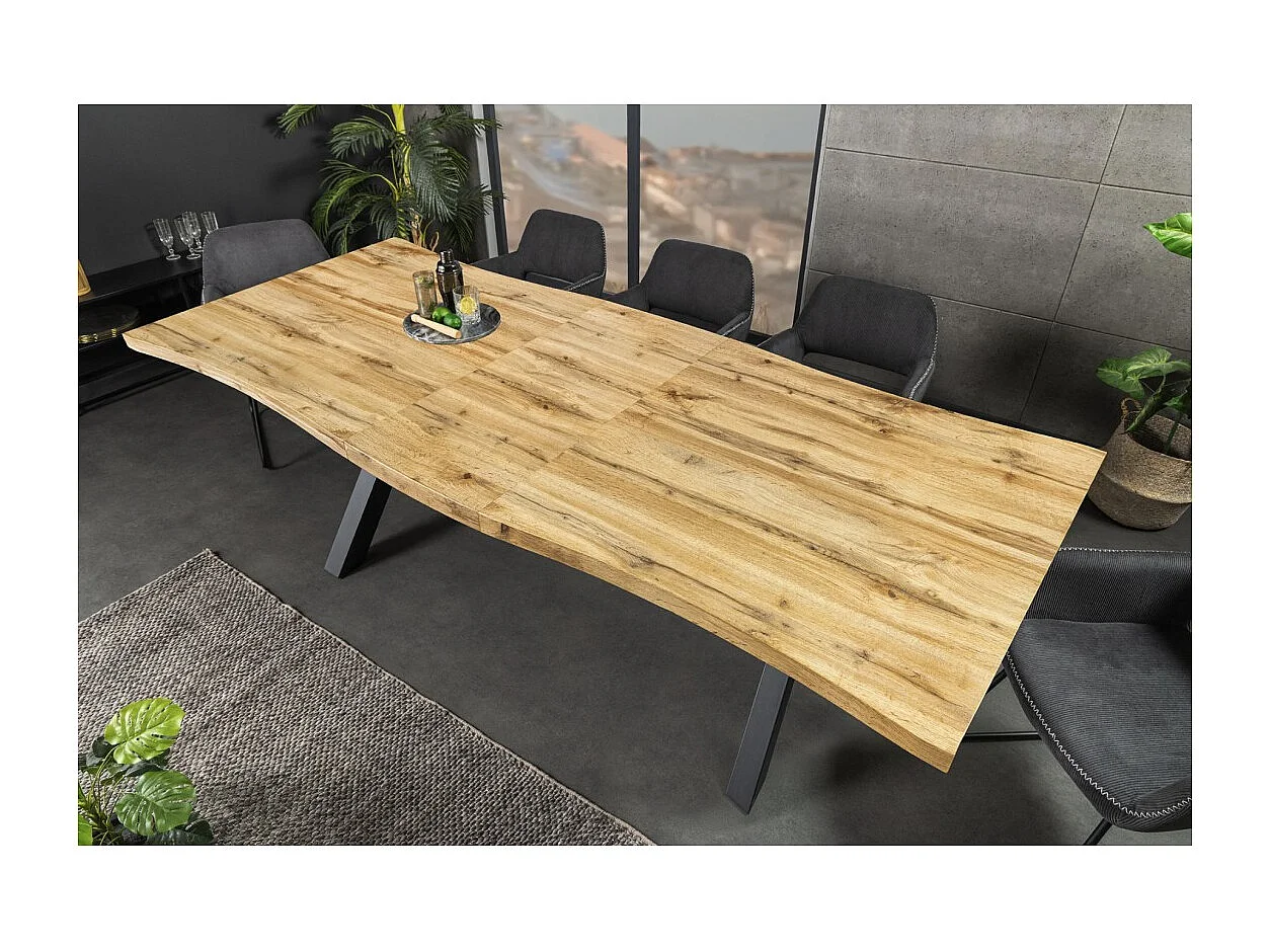 Table de salle à manger RIVET extensible jusqu'à 220 cm – Bois et métal noir – Style industriel