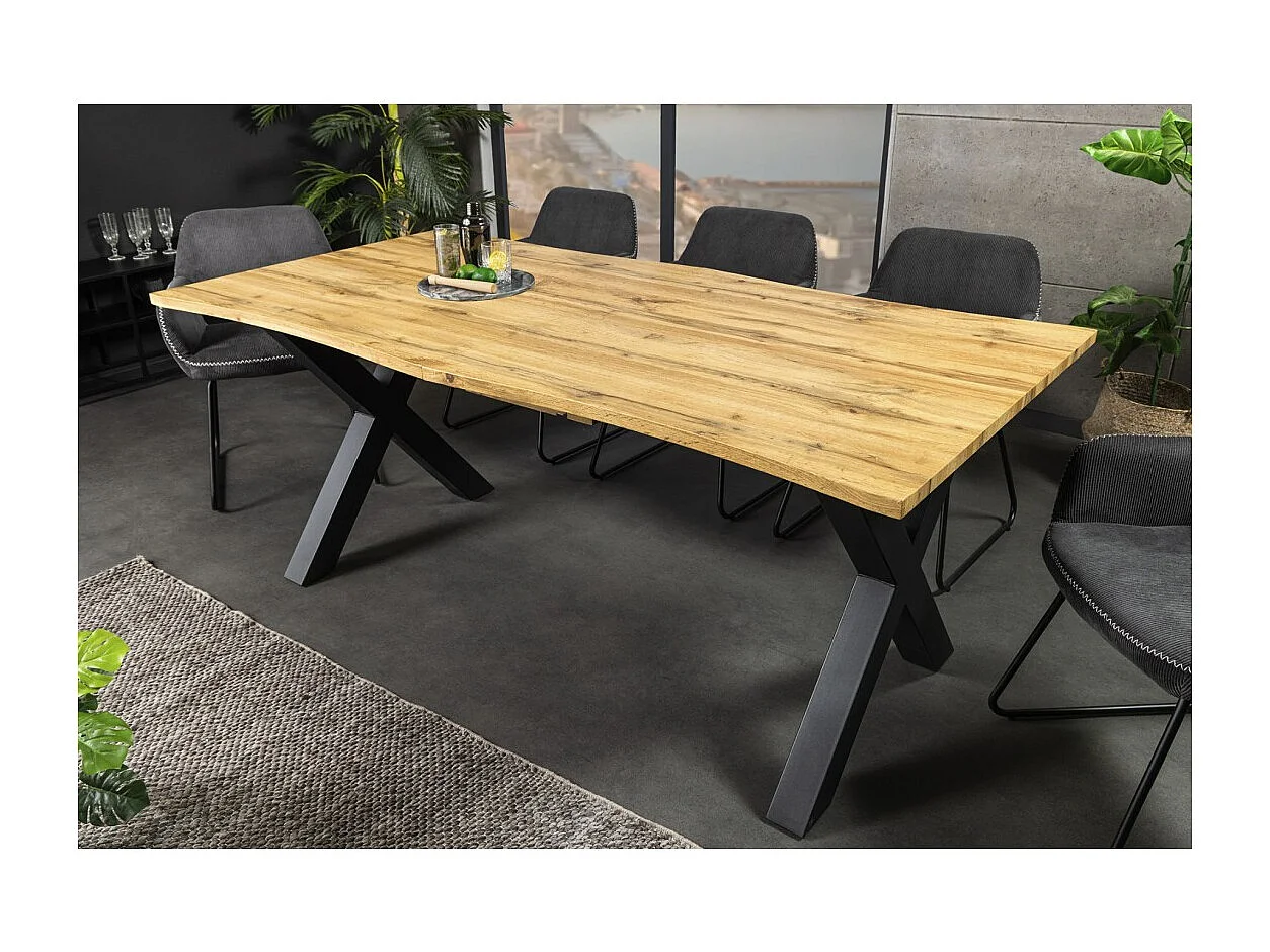 Table de salle à manger RIVET extensible jusqu'à 220 cm – Bois et métal noir – Style industriel