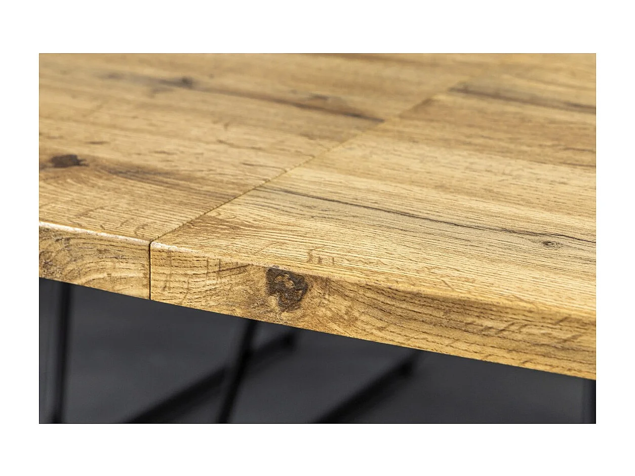 Table de salle à manger RIVET extensible jusqu'à 220 cm – Bois et métal noir – Style industriel