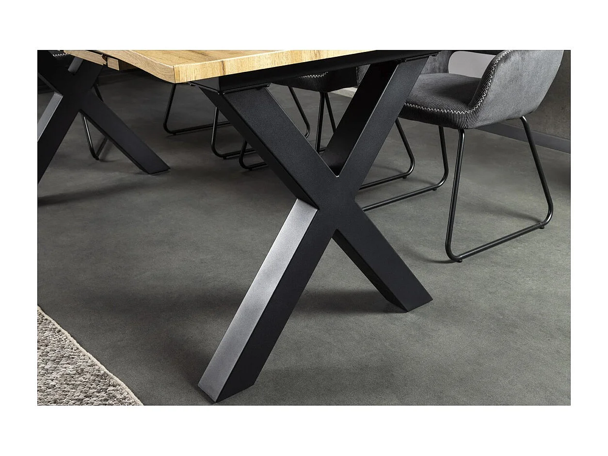 Table de salle à manger RIVET extensible jusqu'à 220 cm – Bois et métal noir – Style industriel