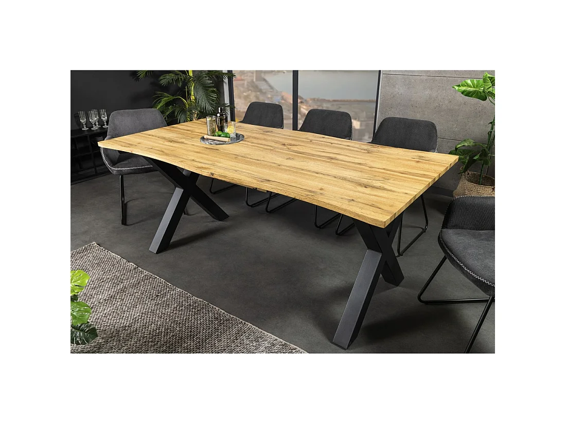 Table de salle à manger RIVET extensible jusqu'à 220 cm – MDF et métal noir – Style industriel