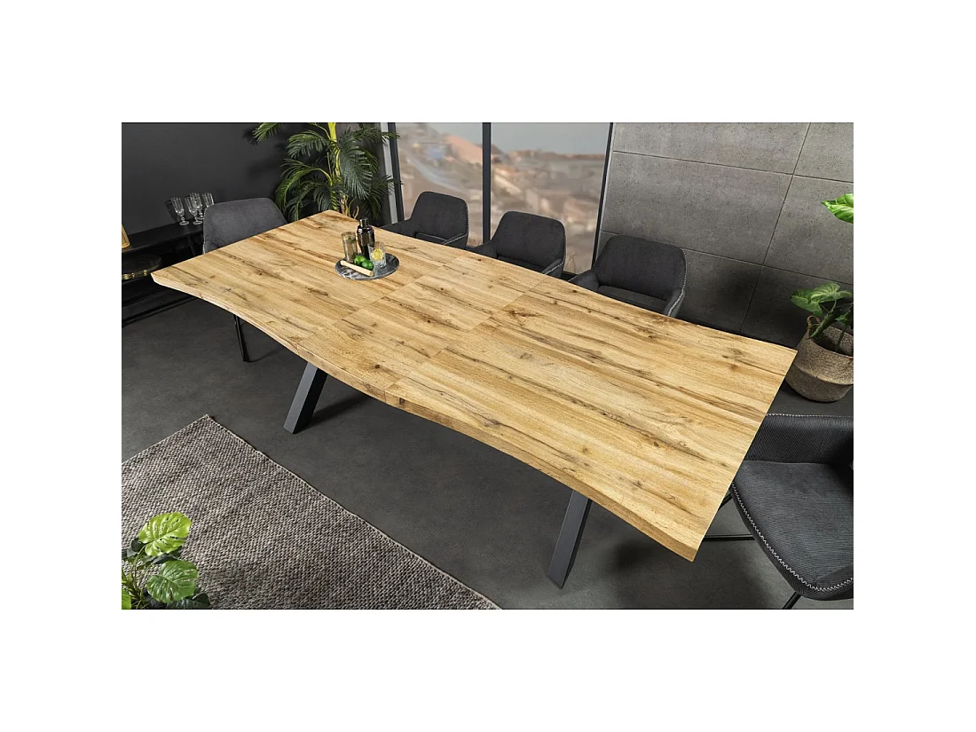 Table de salle à manger RIVET extensible jusqu'à 220 cm – MDF et métal noir – Style industriel