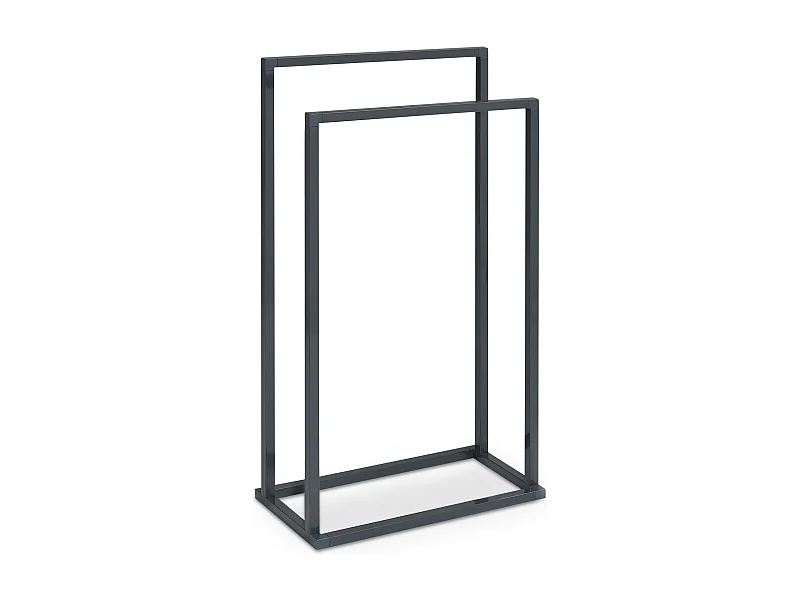 Porte Serviette Salle de Bain MAILO H 84 cm en Métal Gris, Design Simple et Moderne, Sur Pieds avec Socle Stable