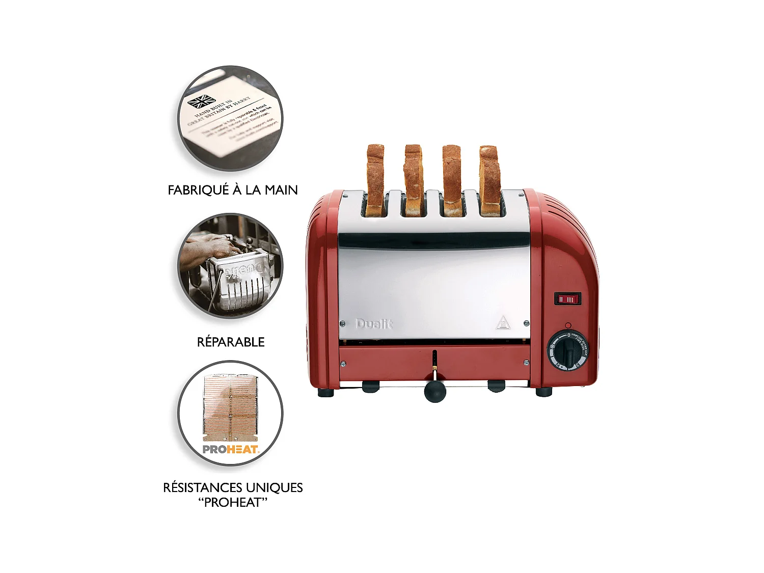 Dualit Grille-pains 4 fentes 2200w rouge - 40366