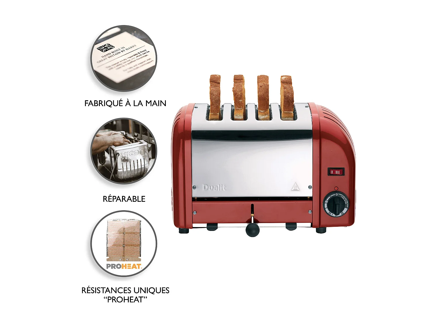 Dualit Grille-pains 4 fentes 2200w rouge - 40366