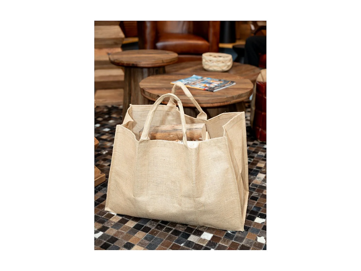 Sac à bûches en jute