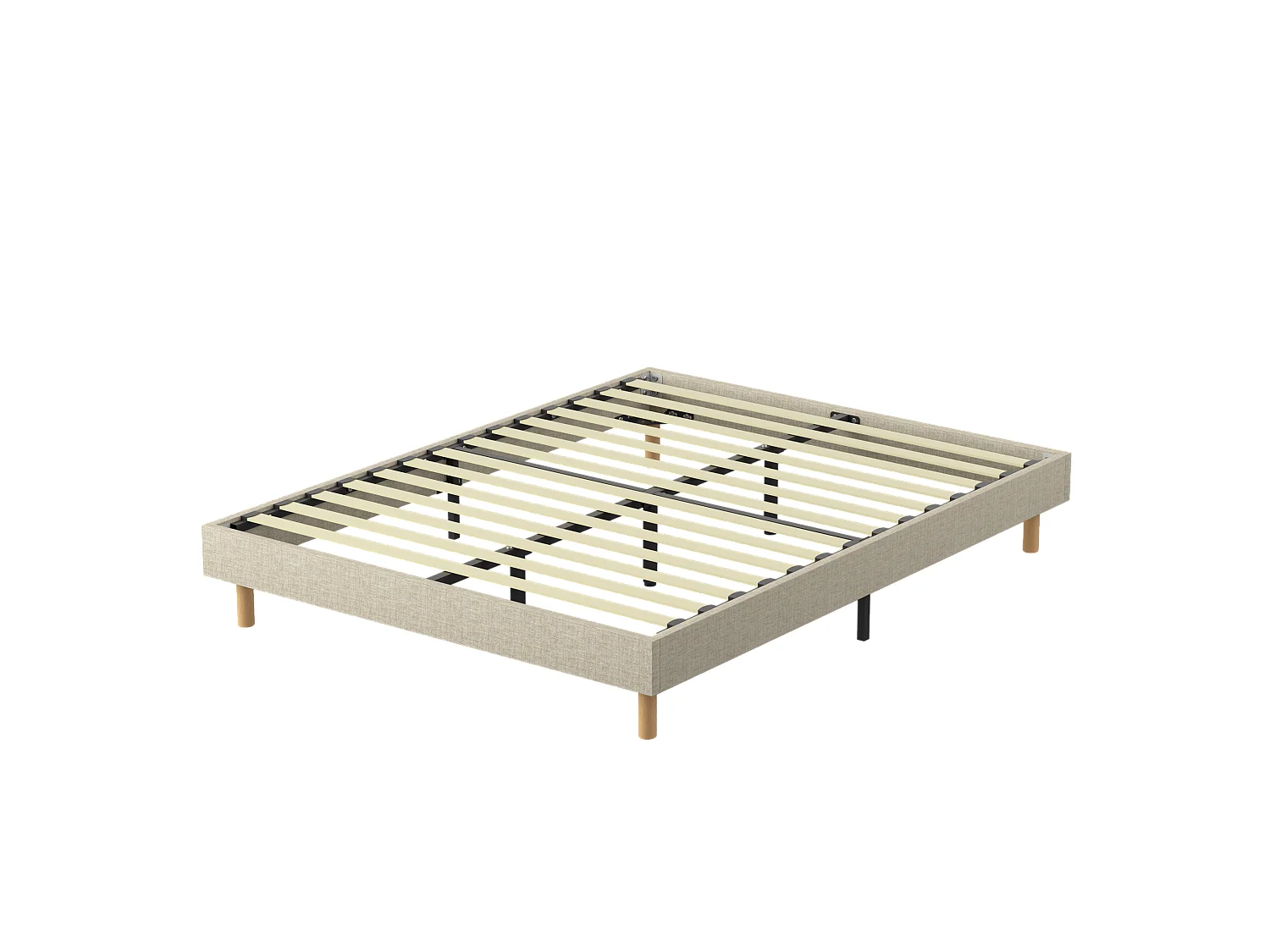 Sommier tapissier 140x200cm, 14 lattes, 9 pieds Hauteur du cadre 29 cm