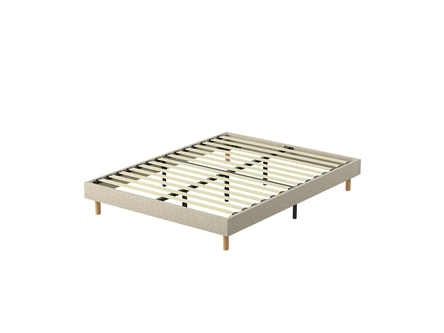 Sommier tapissier 140x200cm, 14 lattes, 9 pieds Hauteur du cadre 29 cm