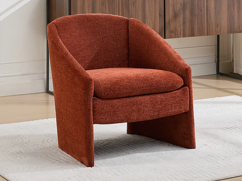 Fauteuil en tissu texturé terracotta TAROLO