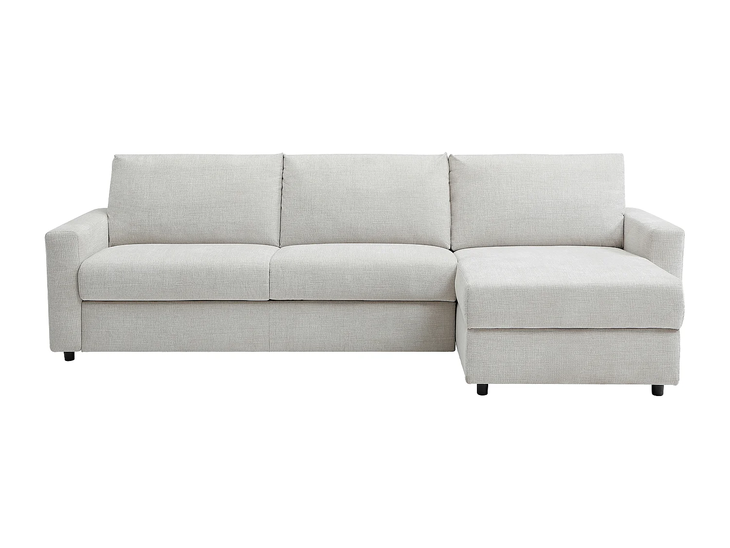 Canapé d'angle convertible express et réversible en tissu beige - Couchage 140 cm MILAVO