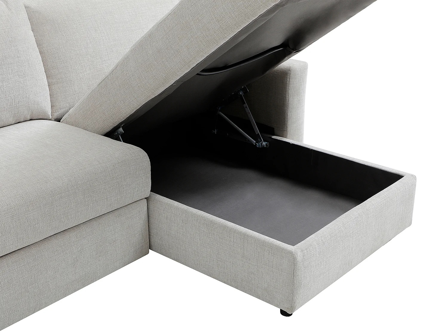 Canapé d'angle convertible express et réversible en tissu beige - Couchage 140 cm MILAVO