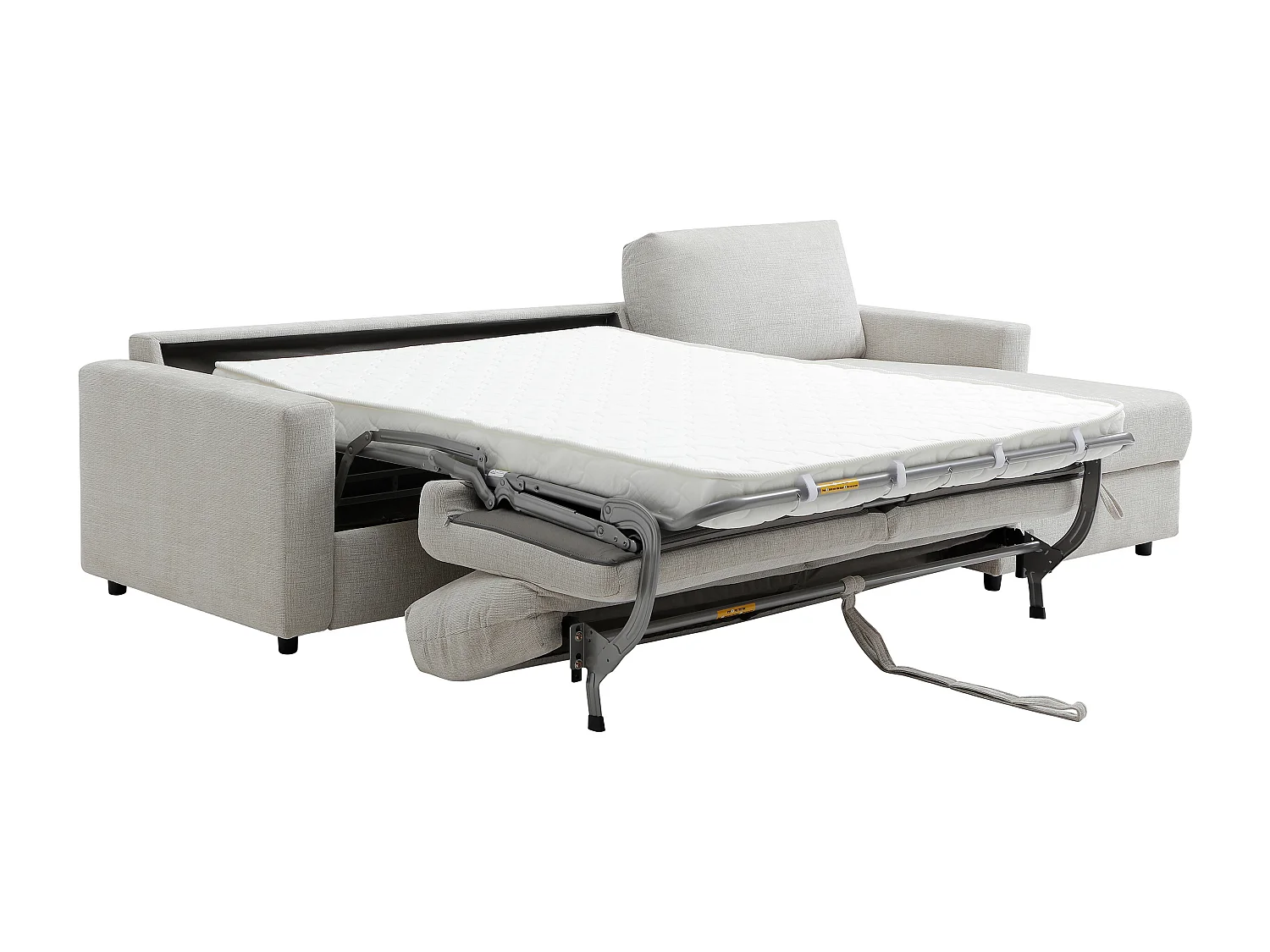 Canapé d'angle convertible express et réversible en tissu beige - Couchage 140 cm MILAVO