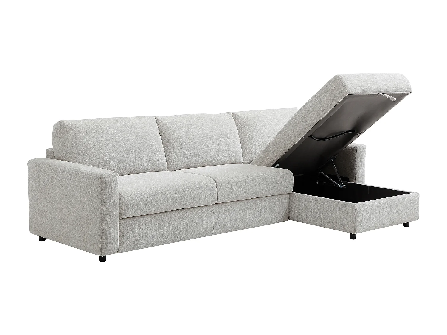 Canapé d'angle convertible express et réversible en tissu beige - Couchage 140 cm MILAVO