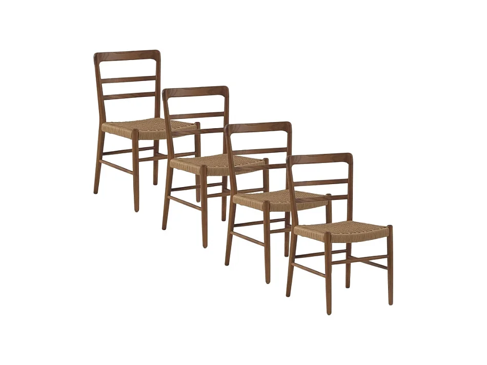 Lot de 4 chaises en bois de toon couleur noyer