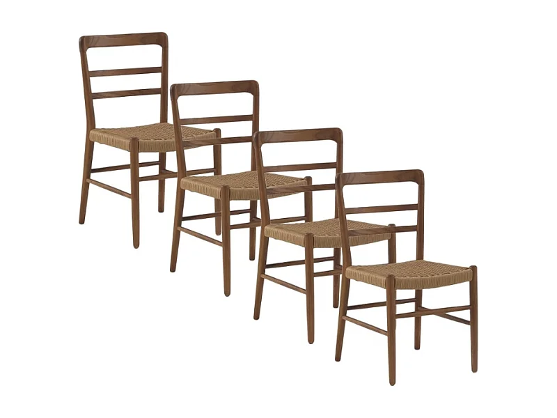 Pacote de 4 cadeiras em madeira de toon cor nogal