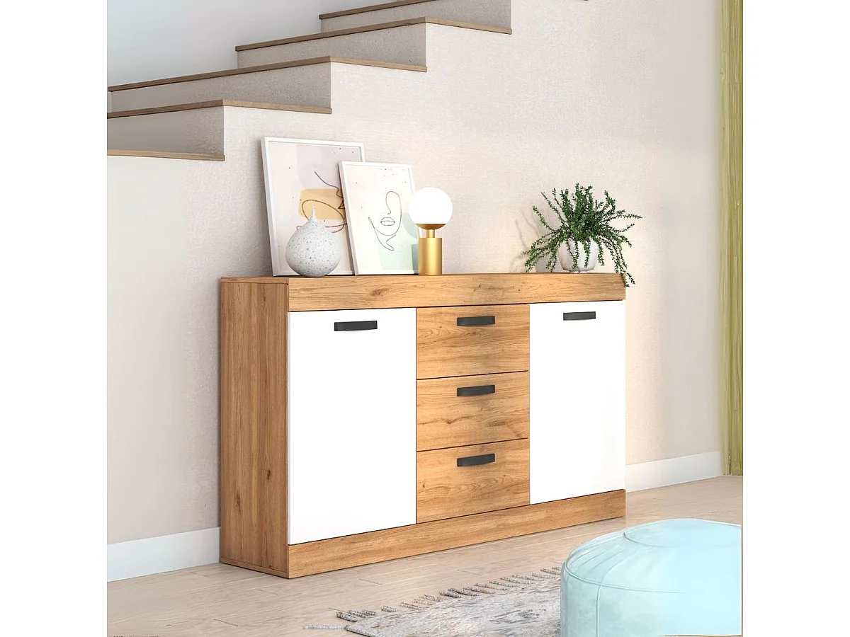 Aparador Argos 2 3 cajones + 2 puertas blanco mate/natural 90,5x140x39,6 cm