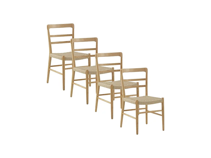 4er-Set Stühle aus naturfarbenem Toonholz
