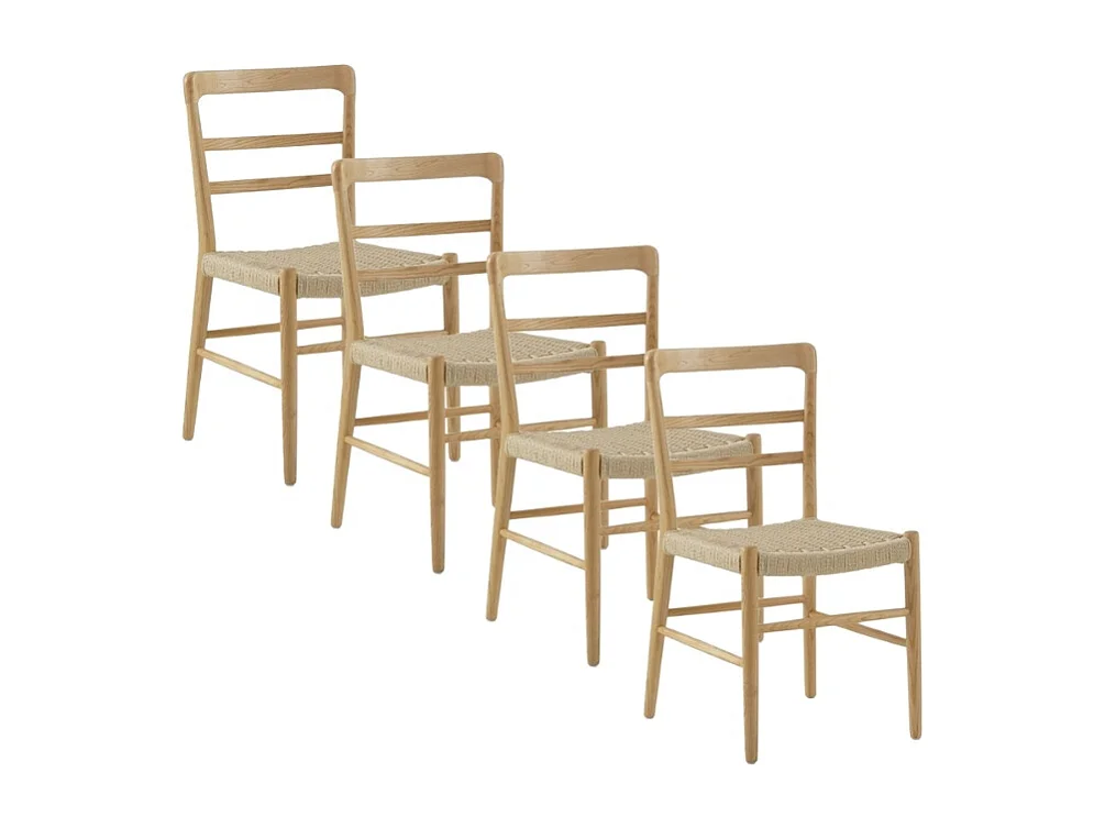 Lot de 4 chaises en bois de toon naturel