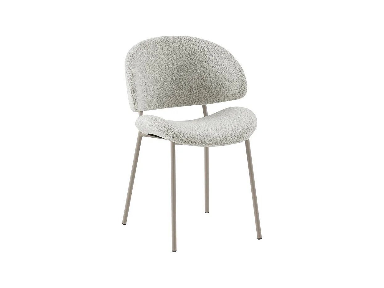 Lot de  4 chaises tapissées de chenille couleur crème