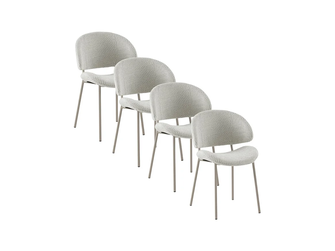 Pacote de  4 cadeiras estofadas em chenille creme