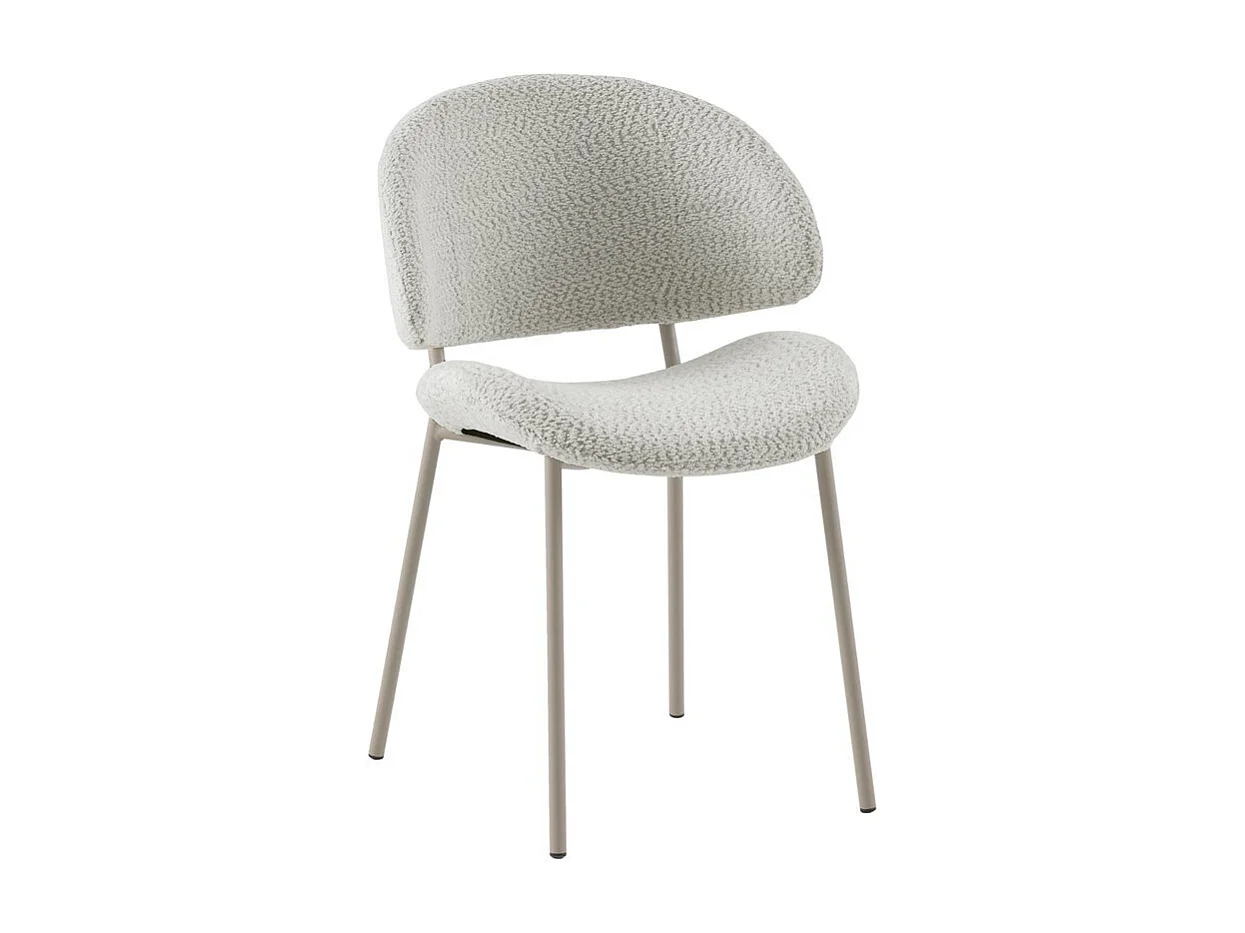 4er-Set Stühle mit cremefarbenem Chenille-Bezug