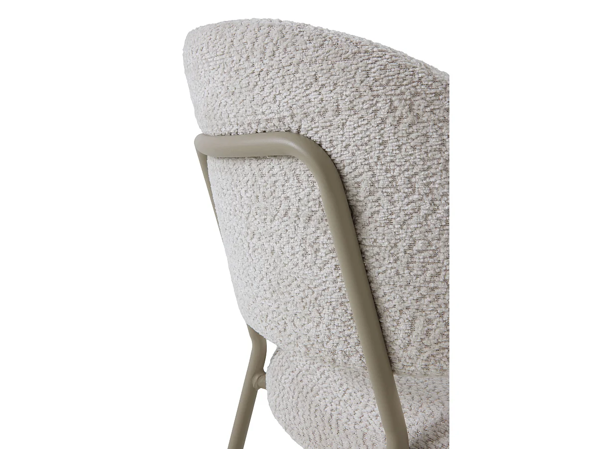 4er-Set Stühle mit cremefarbenem Chenille-Bezug