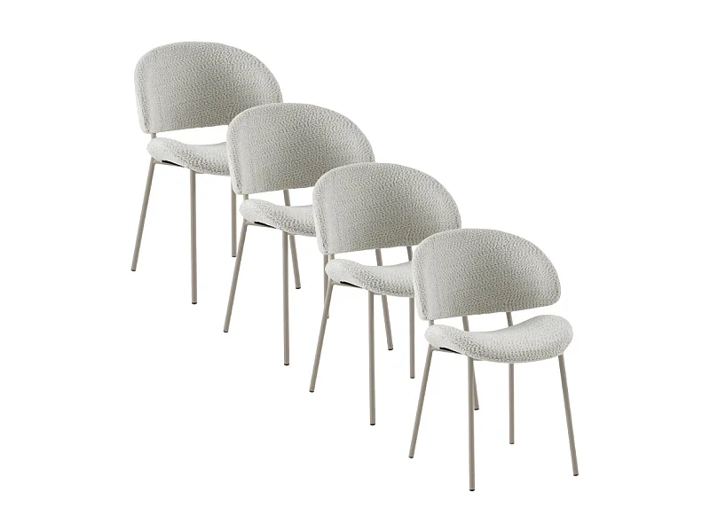 Lot de  4 chaises tapissées de chenille couleur crème