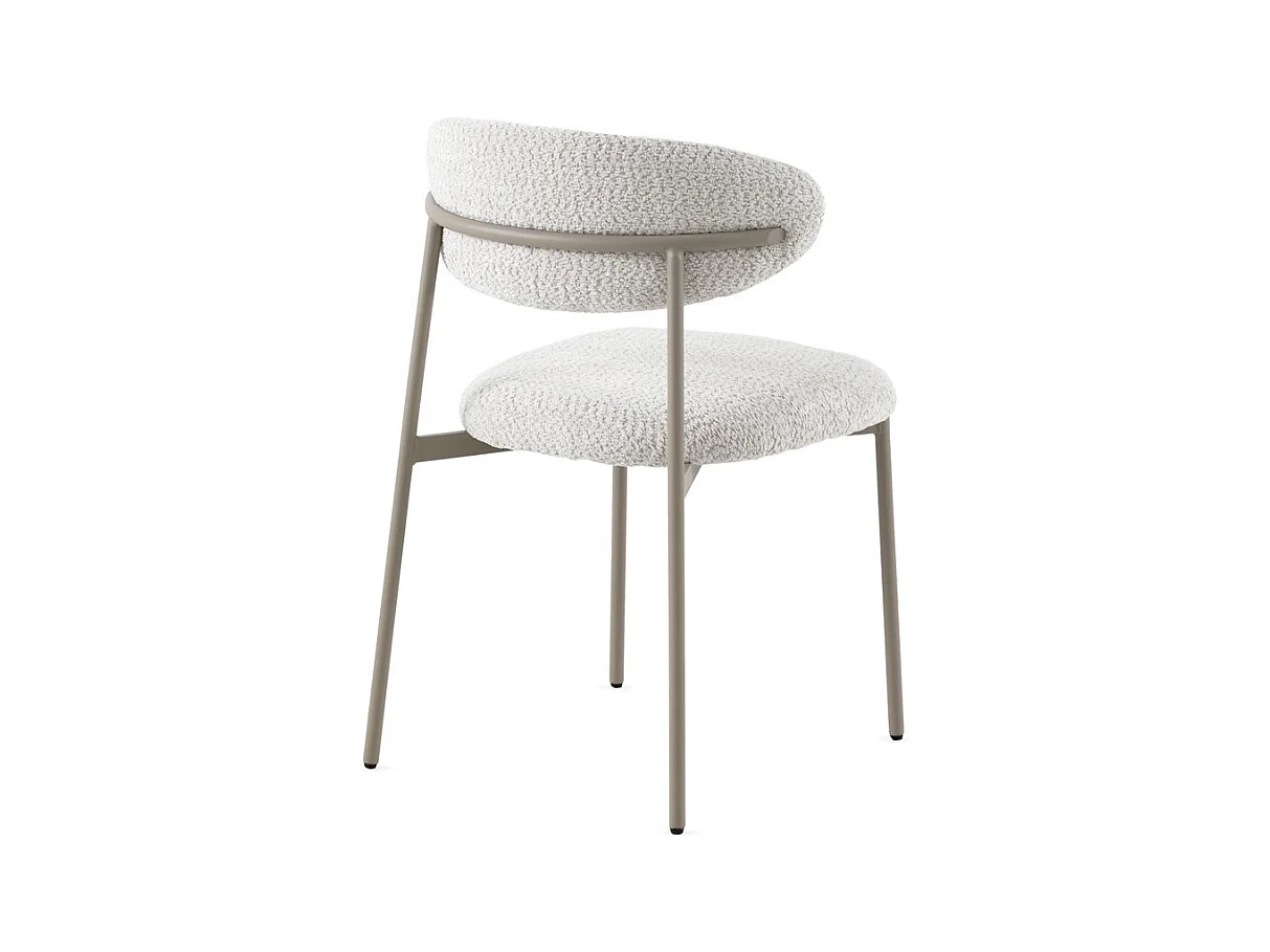 Lot de  4 chaises tapissées en chenille blanche