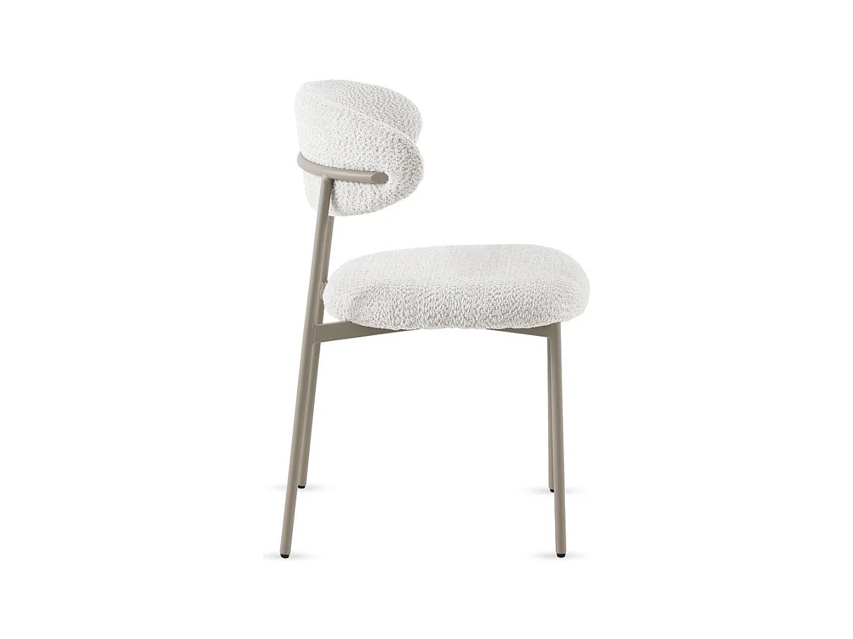 Lot de  4 chaises tapissées en chenille blanche