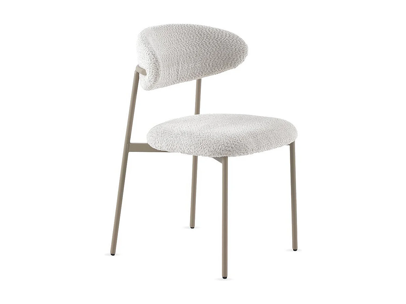 Lot de  4 chaises tapissées en chenille blanche