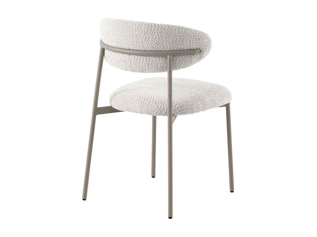 Lot de  4 chaises tapissées en chenille blanche