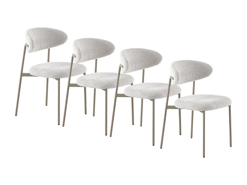 Lot de  4 chaises tapissées en chenille blanche