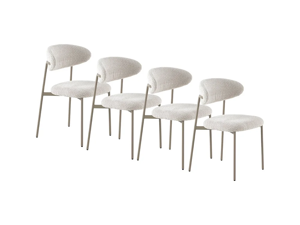 Lot de  4 chaises tapissées de chenille couleur crème