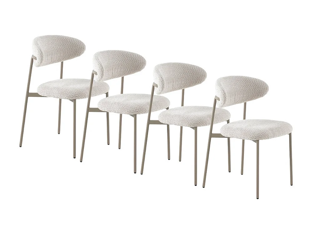 4er-Set Stühle mit cremefarbenem Chenille-Bezug