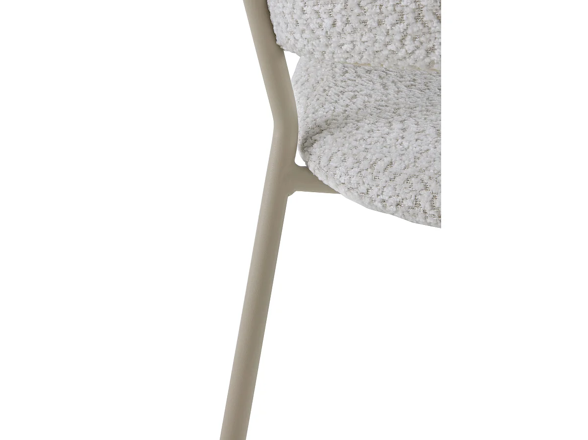 4er-Set Stühle mit cremefarbenem Chenille-Bezug