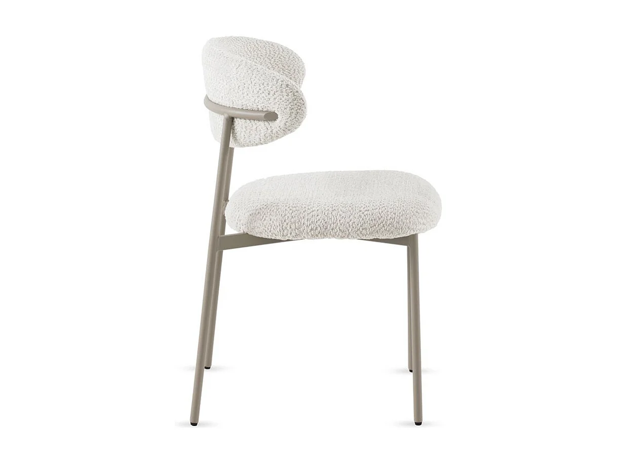 4er-Set Stühle mit cremefarbenem Chenille-Bezug