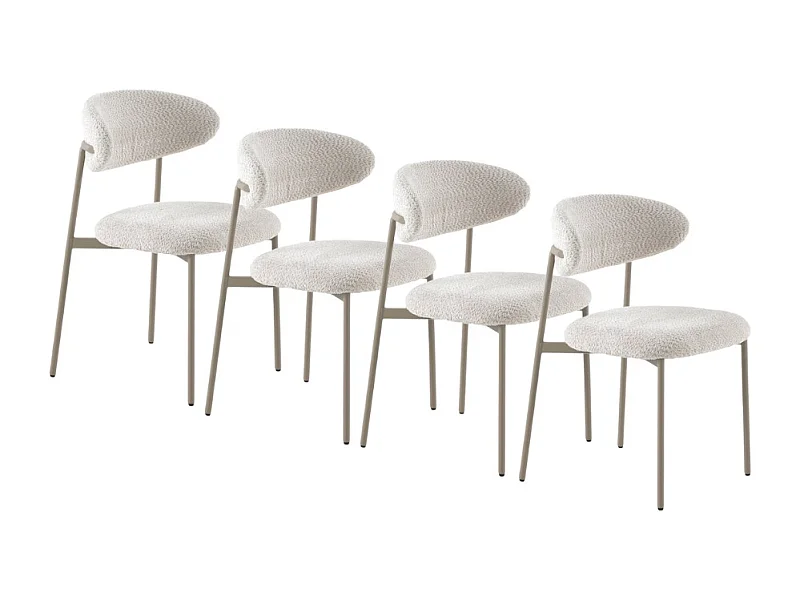 Lot de  4 chaises tapissées de chenille couleur crème