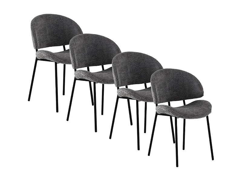 Pack de  4 sillas tapizadas en chenilla color gris oscuro