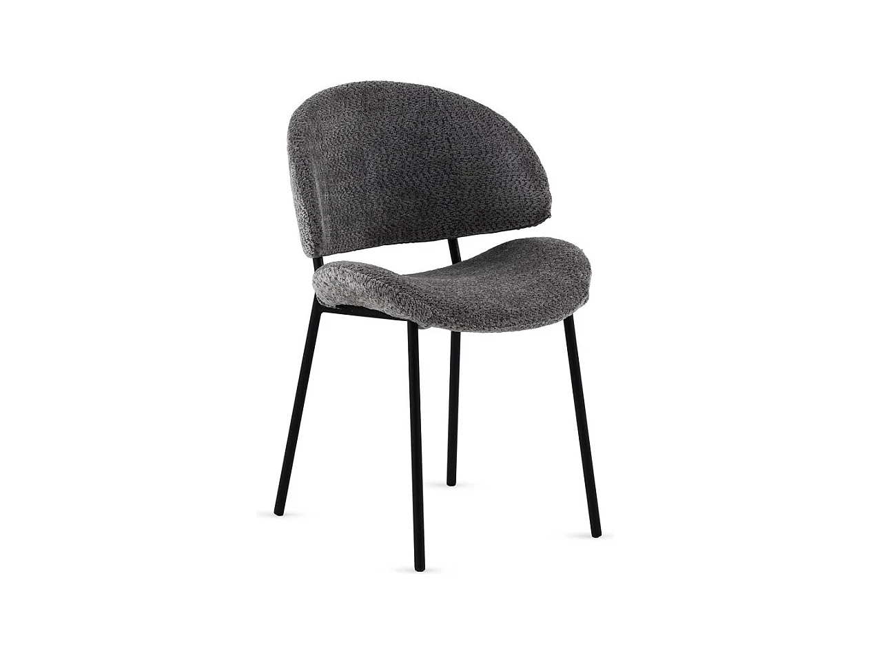 Lot de  4 chaises tapissées en chenille gris foncé