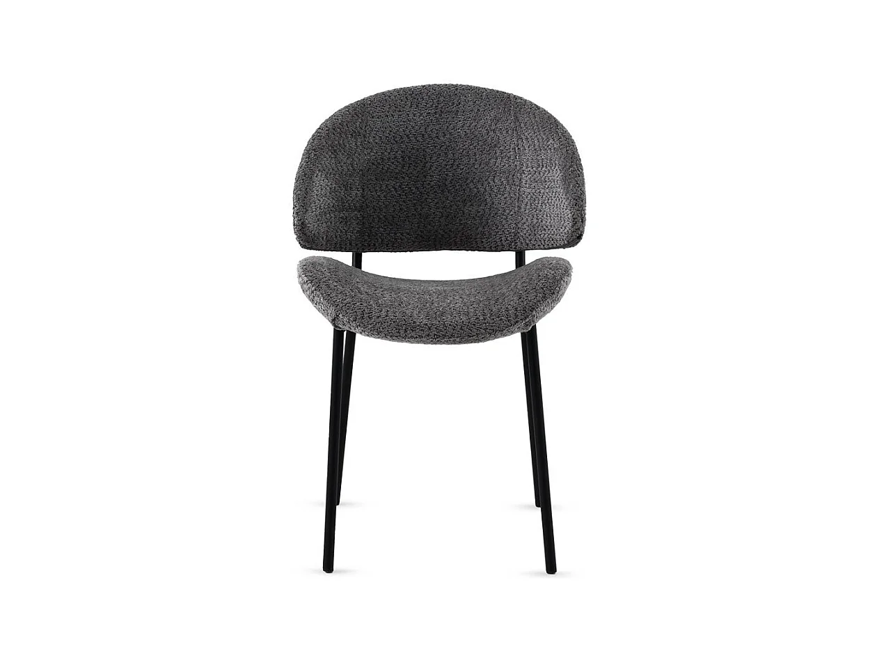 Lot de  4 chaises tapissées en chenille gris foncé