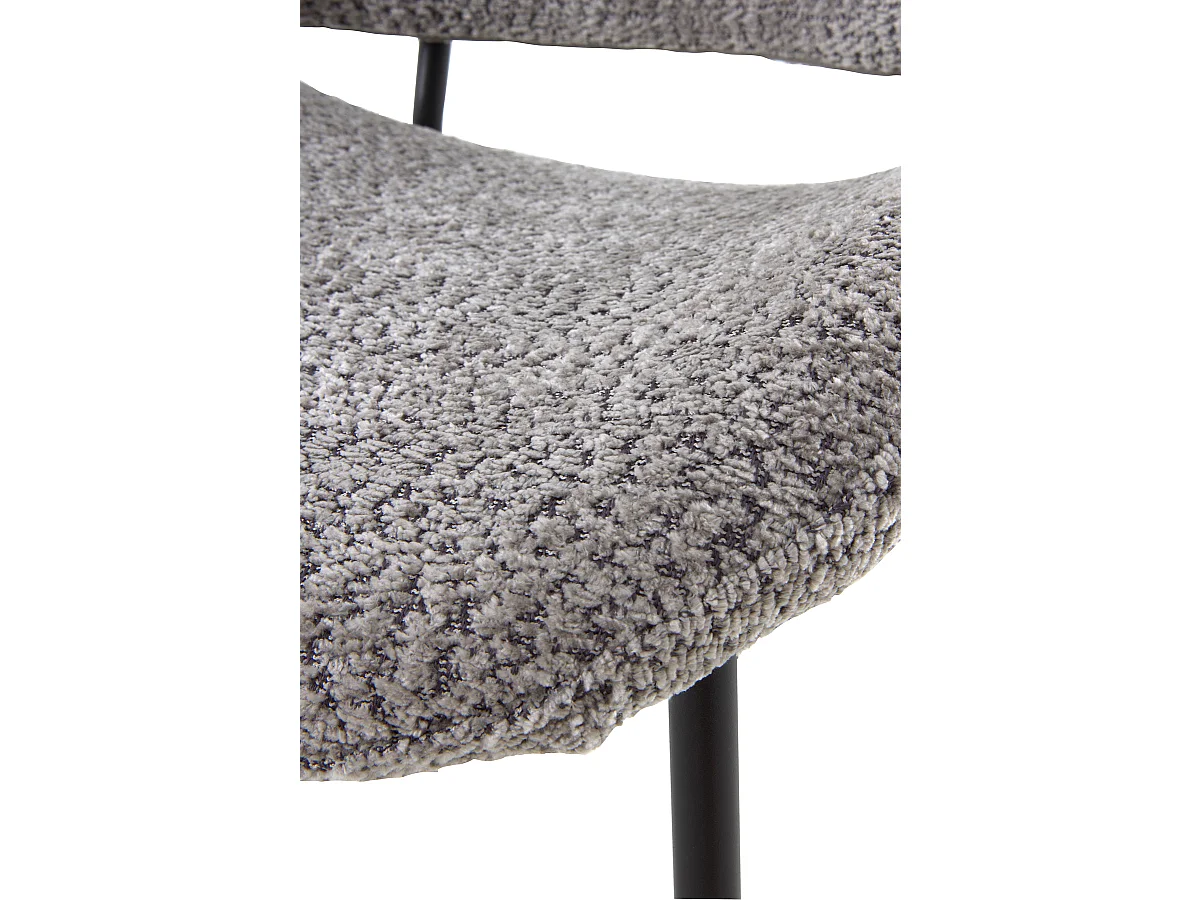 4er-Set Stühle mit dunkelgrauem Chenille-Bezug