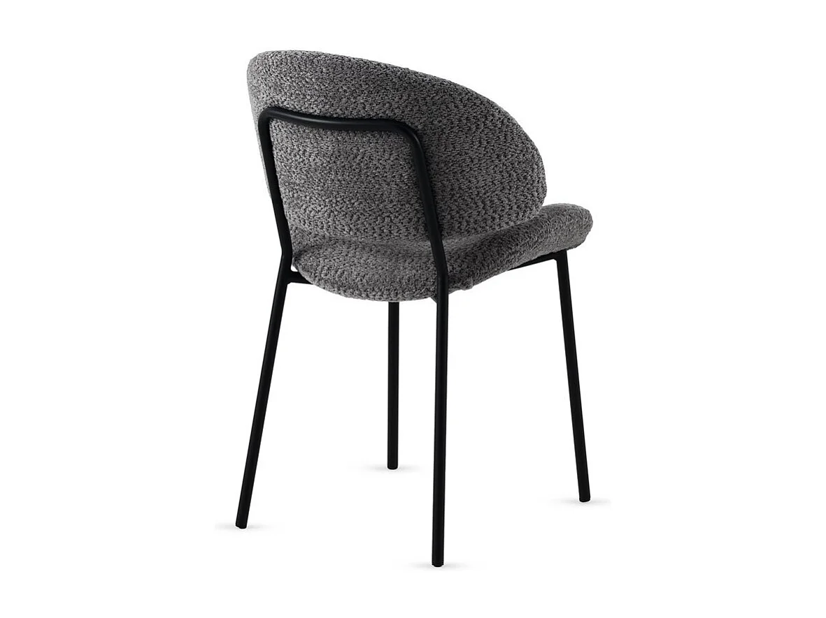 4er-Set Stühle mit dunkelgrauem Chenille-Bezug