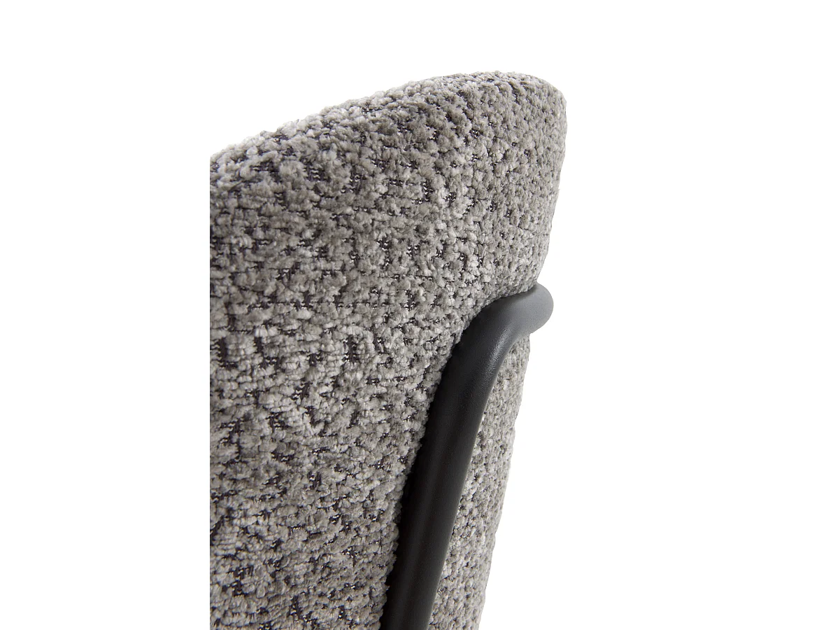 4er-Set Stühle mit dunkelgrauem Chenille-Bezug